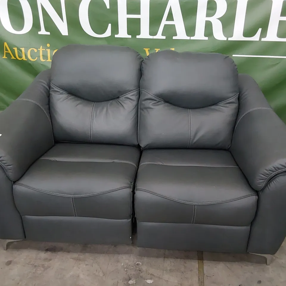 QUALITY BRITISH DESIGNER G PLAN JACKSON POWER RECLINING TWO SEATER SOFA KENSINGTON PETROL BLUE LEATHER 