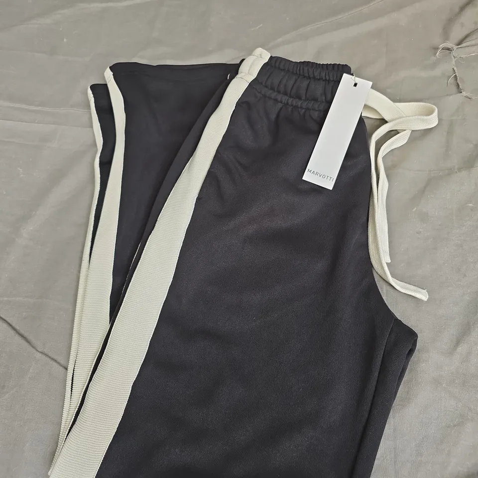 MARVOTTI STRIPE TRACK PANTS - BLACK AND WHITE - SIZE XS