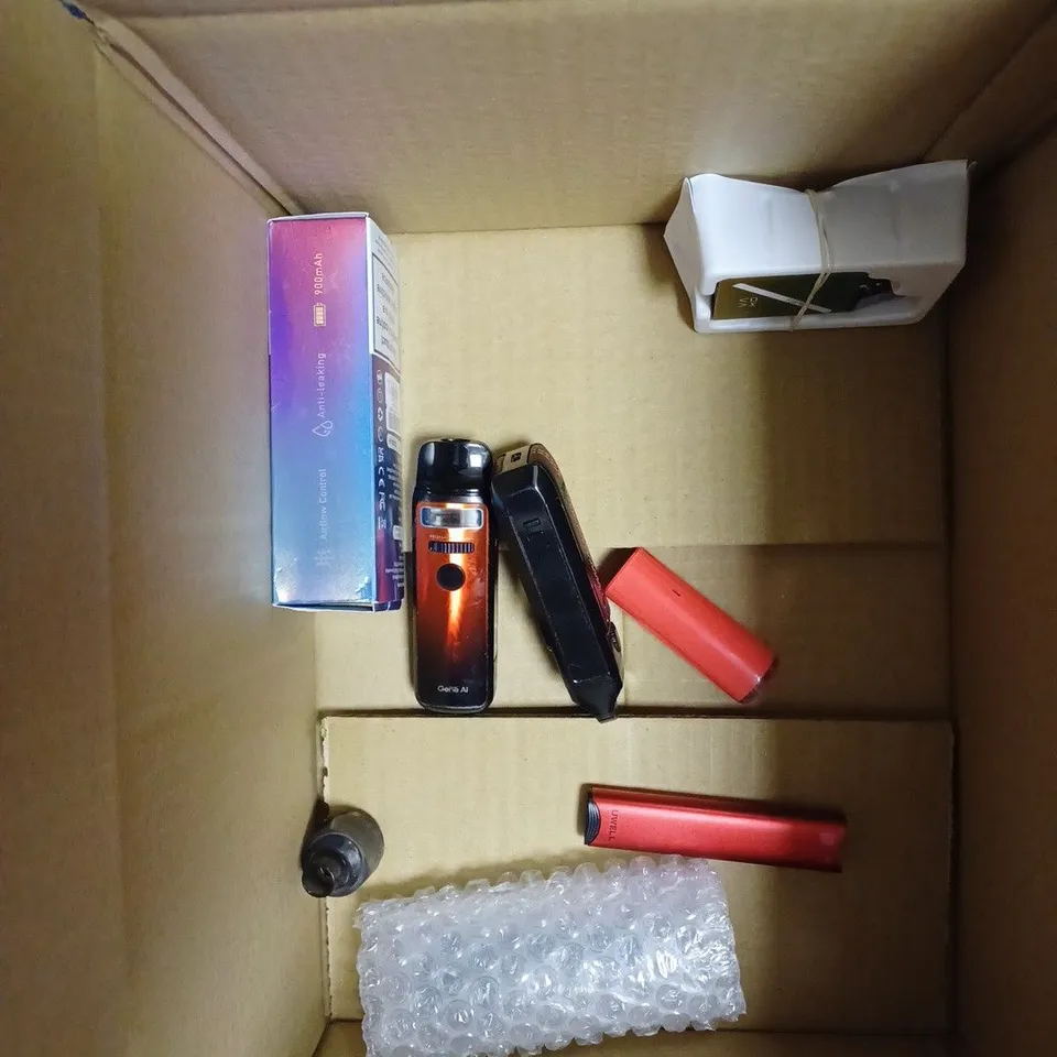 BOX OF APPROX 10 ITEMS TO INCLUDE VAPORESSO XROS 3 MINI, VOOPOO ARGUS G, OXVA XLIM SE.