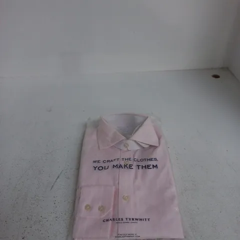 CHARLES TYRWHITT PINK SHIRT SLIM FIT NECK 15IN SLEEVE 33IN