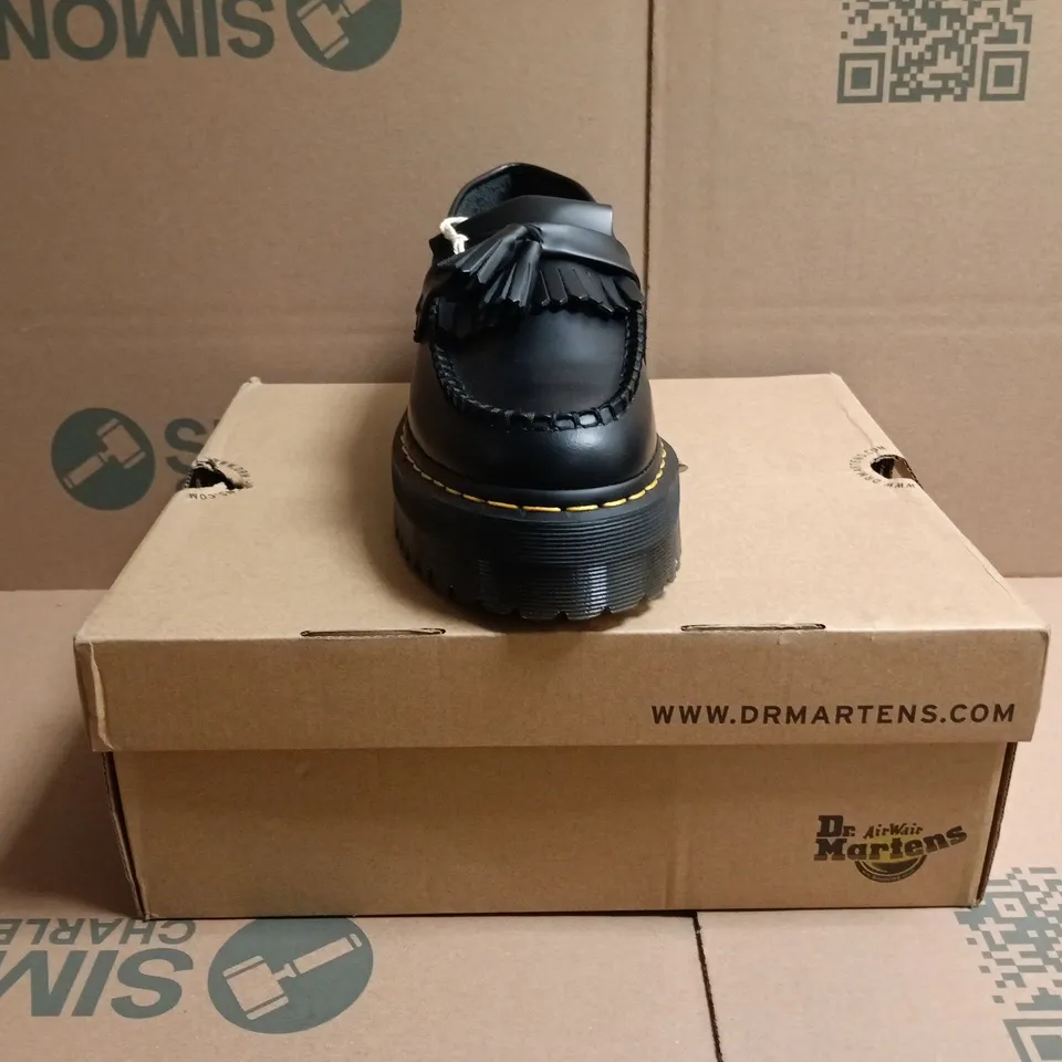BOXED PAIR OF DR MARTENS ADRIAN QUAD PLATFORM CHUNKY LOAFERS IN BLACK SIZE UK 7