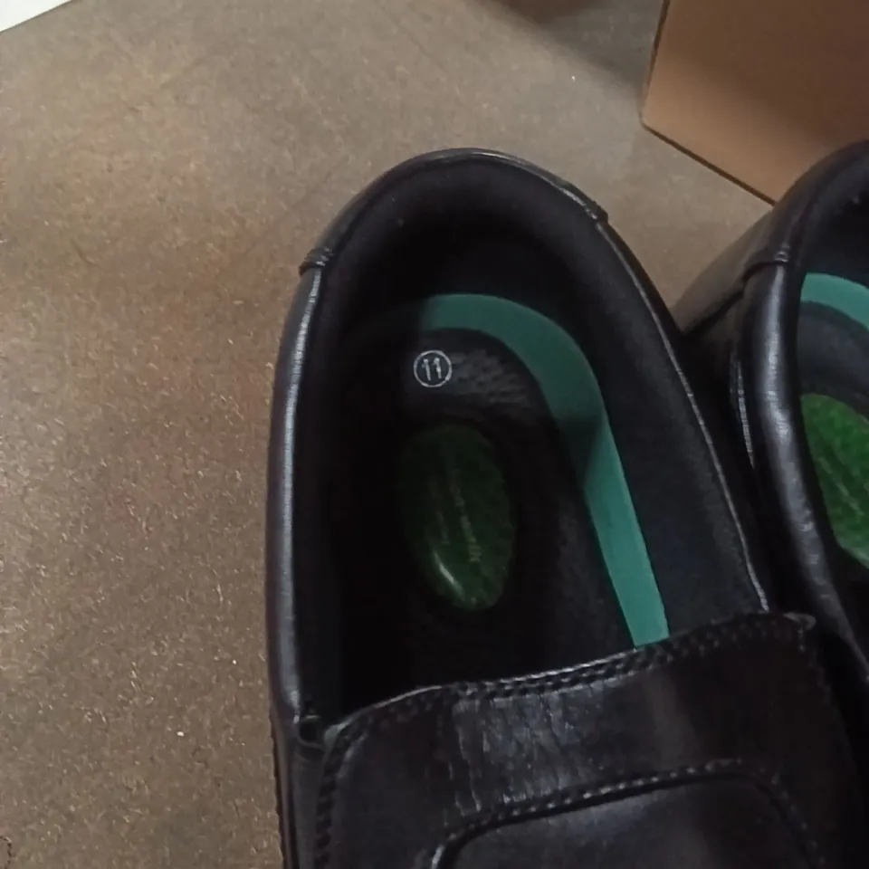 MEN'S BLACK LEATHER SLIP-ON SHOES – UK 11