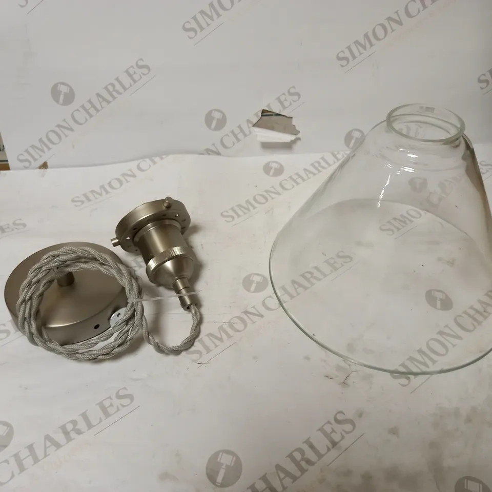 PEWTER FINISH GLASS CONE CEILING LIGHT