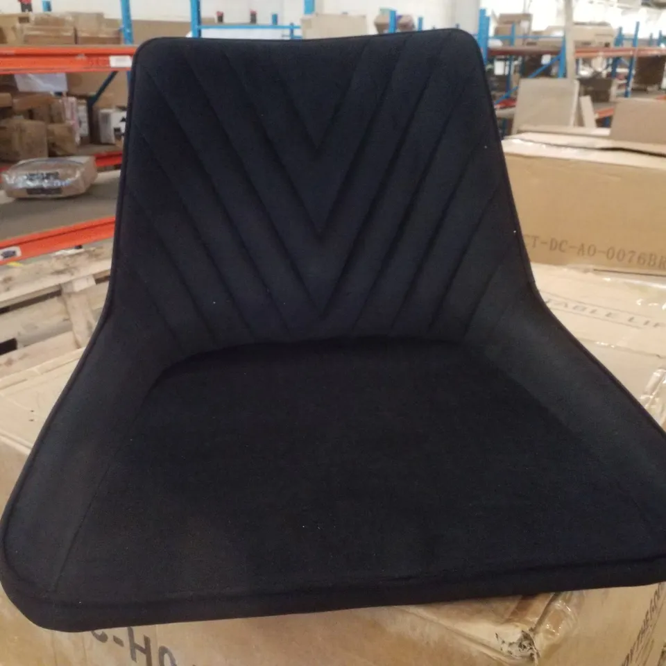 BOXED PAIR OF BLACK VELVET DINING CHAIRS