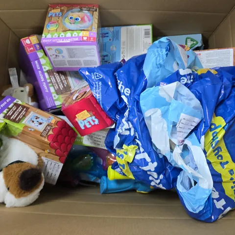APPROXIMATELY 10 ASSORTED TOYS & GAMES PRODUCTS TO INCLUDE SCIENCE WALK ALONG PUPPY, BUBBLE BLASTER, LIGHTS AND SOUND FARM TRACTOR, ETC - COLLECTION ONLY