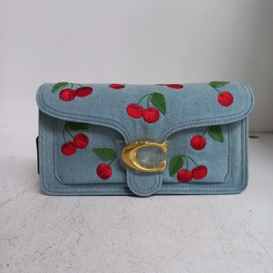 COACH DENIM CHERRY PRINT WALLET 