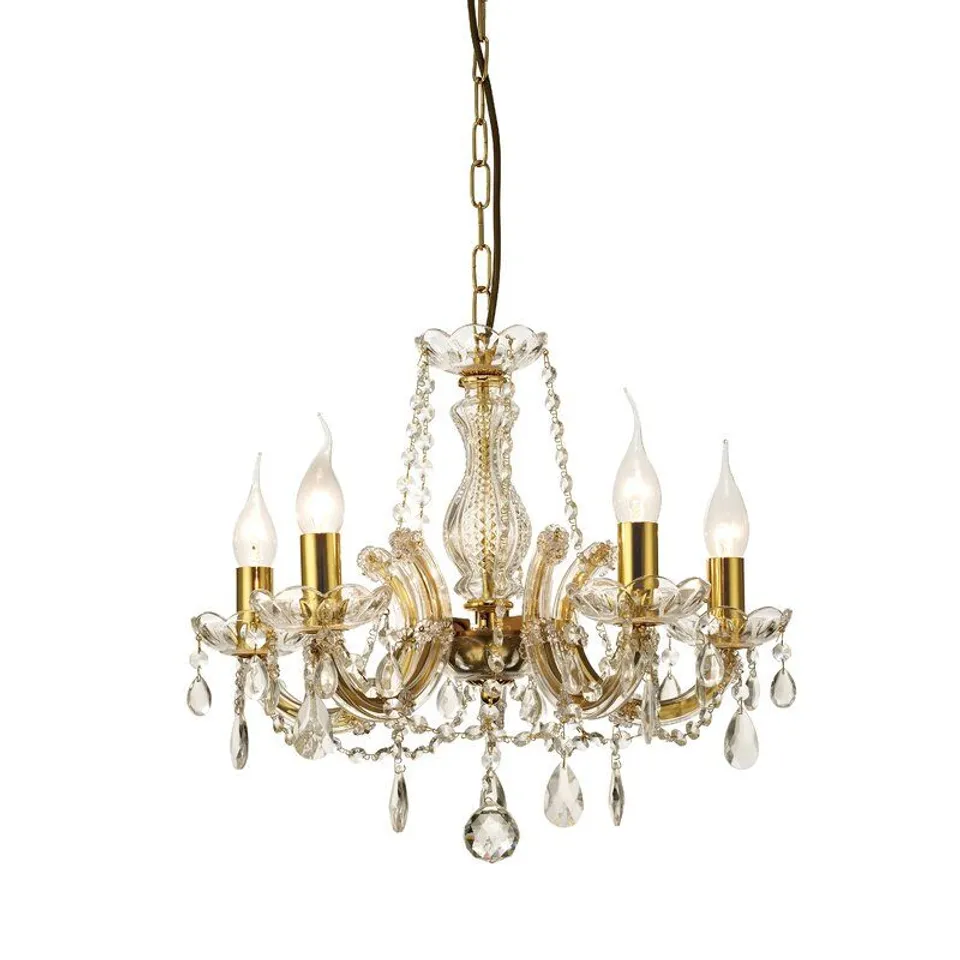 5 LIGHT FRENCH STYLE CRYSTAL CHROME CHANDELIER 