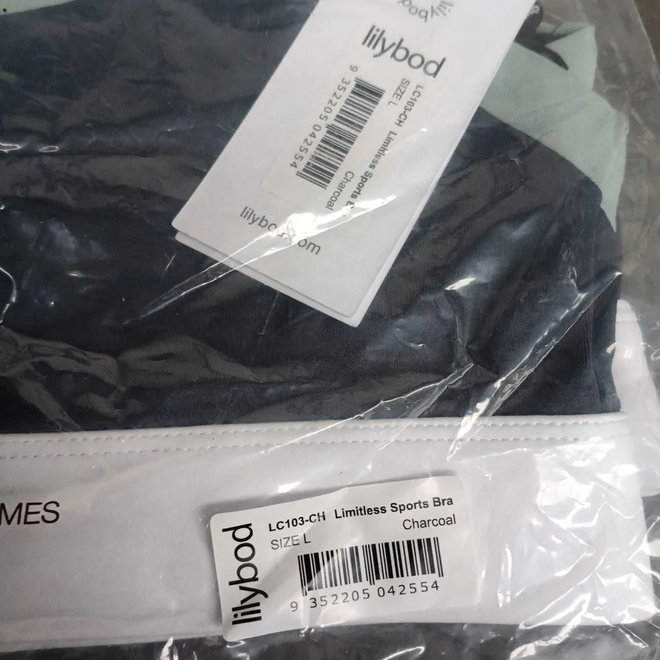 LILYBOD LIMITLESS SPORTS BRA – CHARCOAL – SIZE L