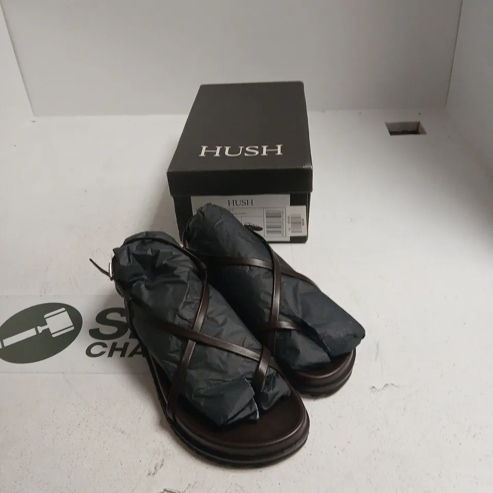 HUSH THEO LEATHER STRAPPY SANDAL – BURGUNDY, UK 6 (EU 39)