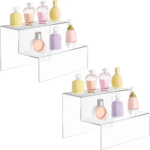 BOXED DISPLAY4TOP 2 STEP ACRYLIC DISPLAY STAND COUNTER RETAIL RISER POLISH PLINTH