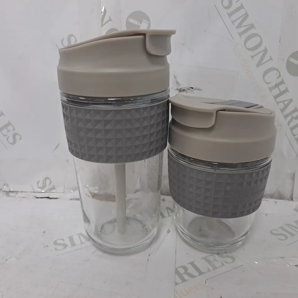 LOCK & LOCK SET OF 2 GLASS MUGS WITH SILICONE HANDLE 350ML & 500ML