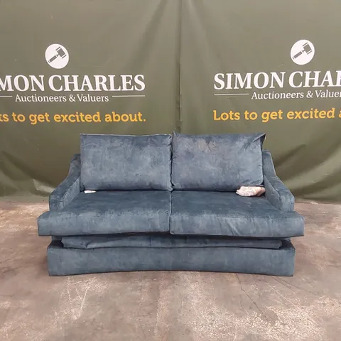 QUALITY DESIGNER 3 SEATER SOFA BED - AQUA FABRIC