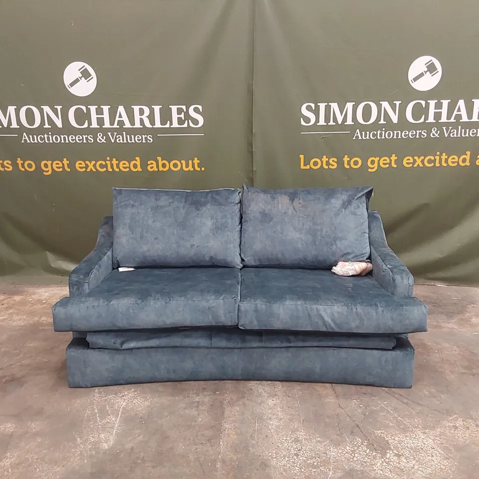 QUALITY DESIGNER 3 SEATER SOFA BED - AQUA FABRIC
