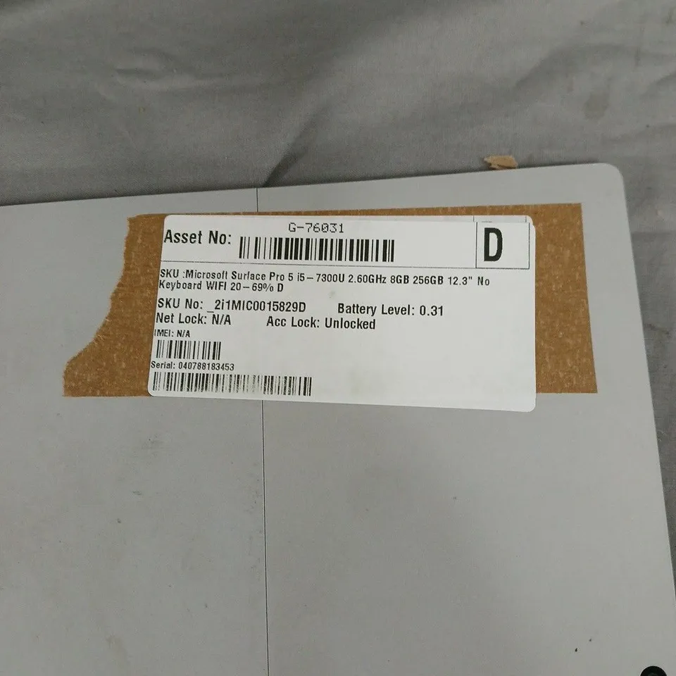 MICROSOFT SURFACE PRO 5 TABLET – I5, 8GB RAM, 256GB SSD, 12.3-INCH DISPLAY (NO KEYBOARD)