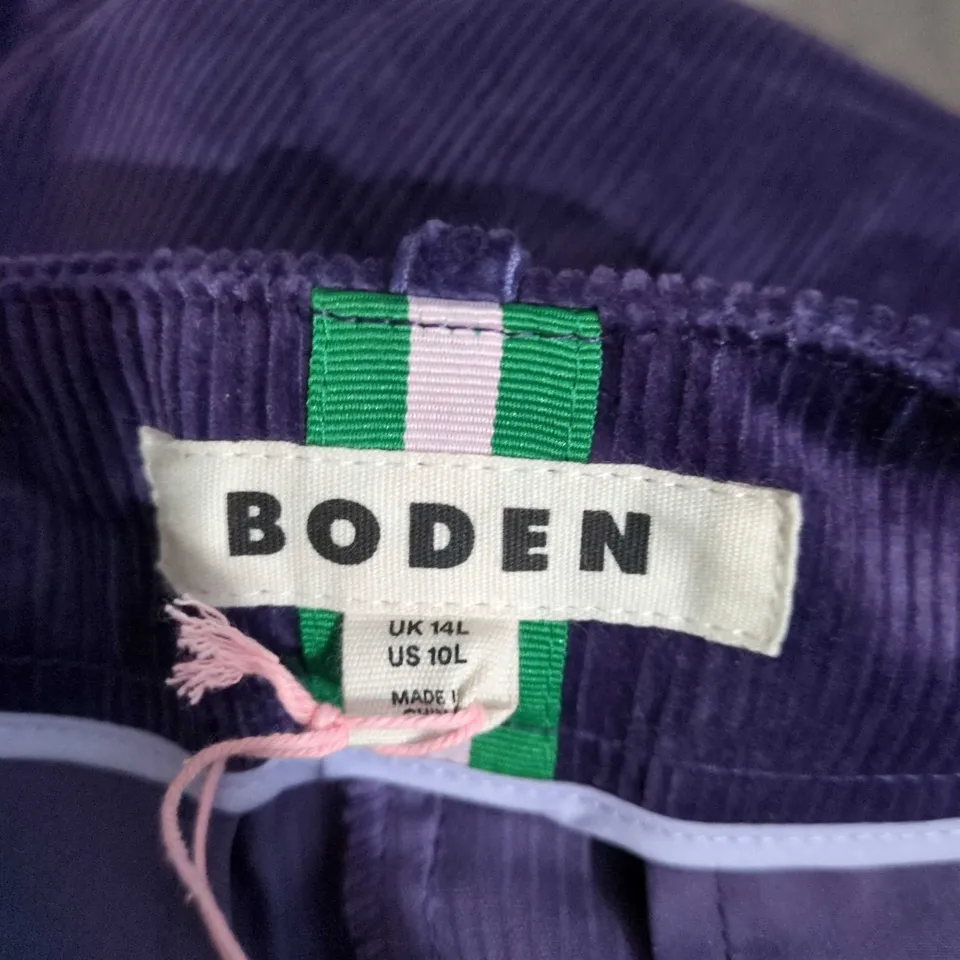 BODEN CORD BLAZER & TROUSERS SET IN PURPLE, UK 14