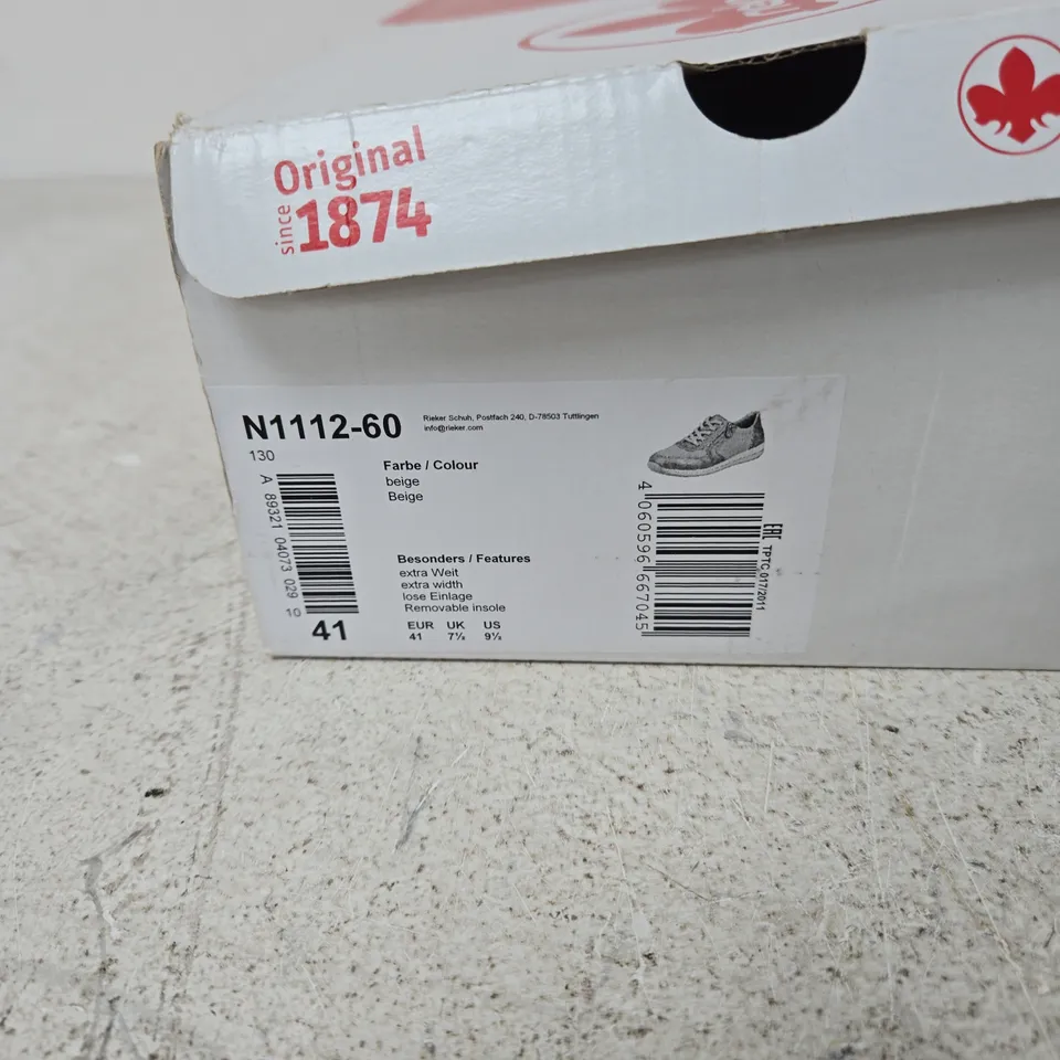 RIEKER N1112-60 SNEAKERS – BEIGE/SILVER, UK 7.5