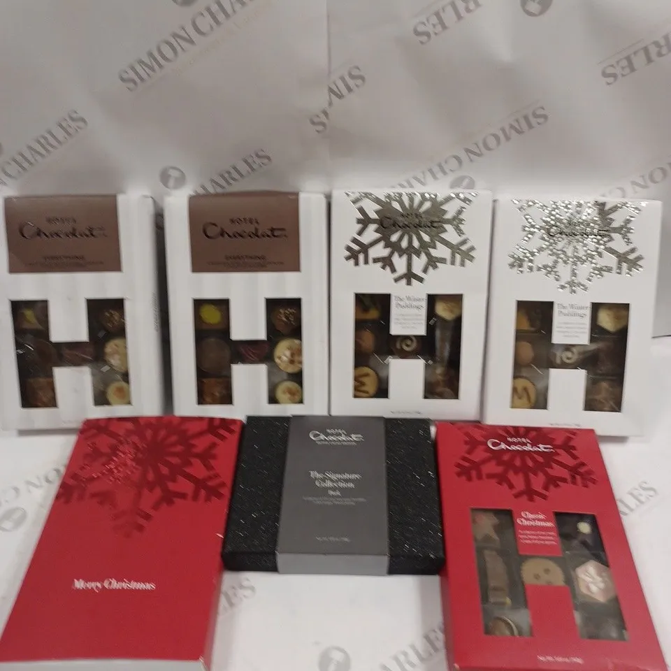 7 X ASSORTED HOTEL CHOCOLAT SELECTIONS TO INCLUDE THE WINTER PUDDINGS, CLASSIC CHRISTMAS, SIGNATURE COLLECTION ETC 