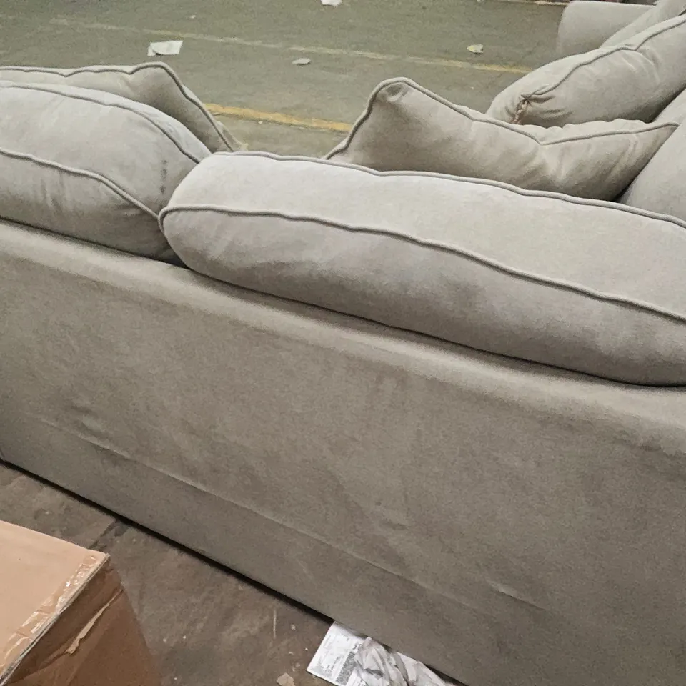 LIGHT GREY FABRIC LOUNGE SOFA WITH SCATTER CUSHIONS