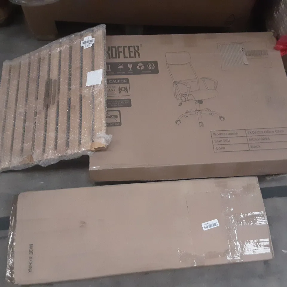 LARGE PALLET OF ASSORTED HOMEWARE ITEMS TO INCLUDE OFFICE CHAIR, SHOE RACKS, BAMBOO SHOWER MAT ETC