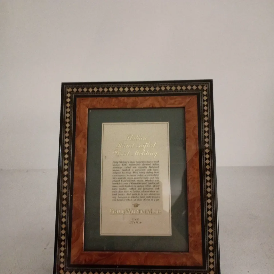 PHILIP WHITNEY LTD ITALIAN HAND CRAFTED WOOD MOLDING PICTURE FRAME – 5X7 (12.7X18CM)