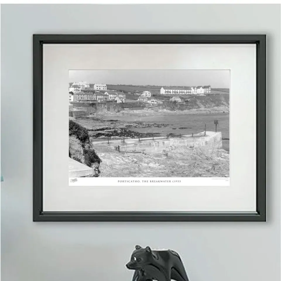 BOXED PORTSCATHO, THE BREAKWATER C1955 - SI2NGLE PICTURE FRAME PRINT (1 BOX)