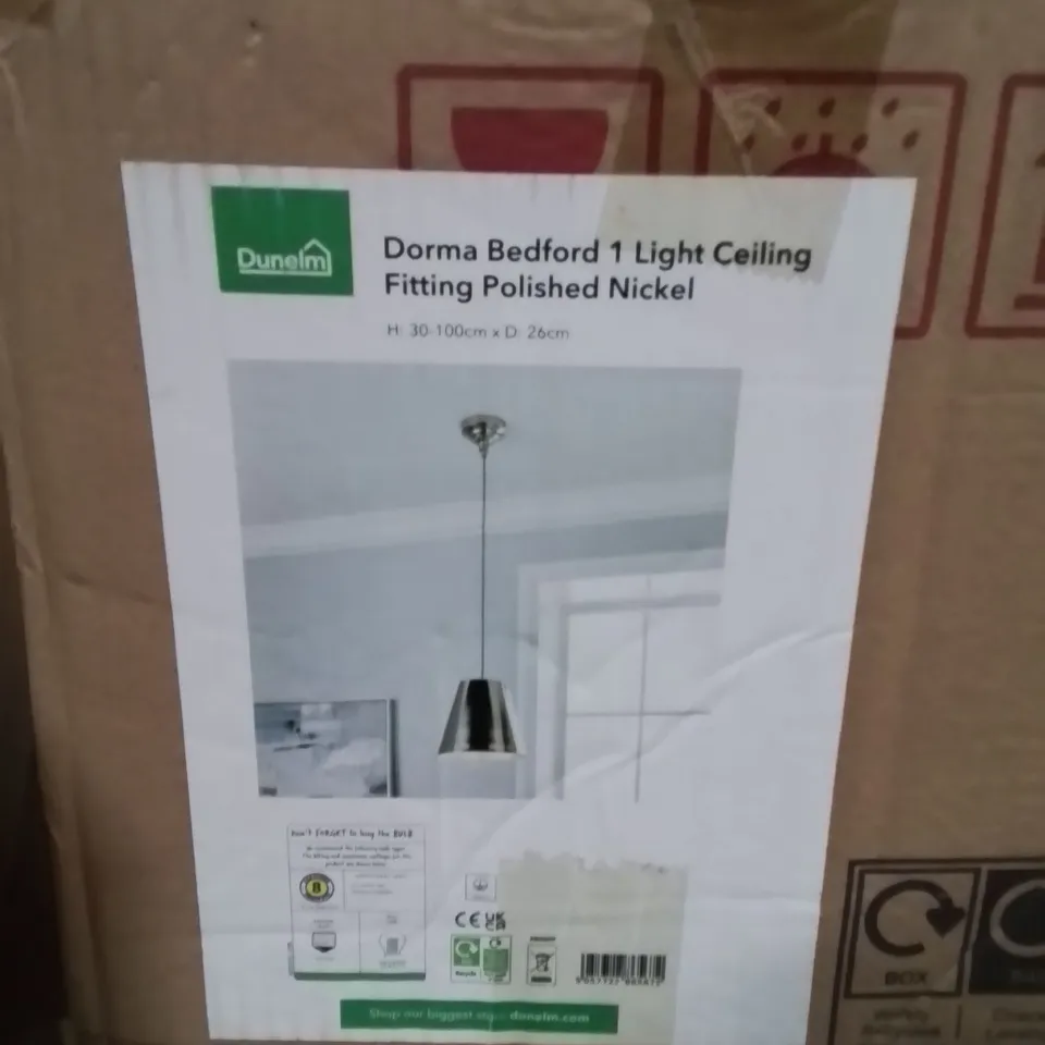 BOXED DORMA BEDFORD LIGHT CEILING FITTING POLISHED NICKEL
