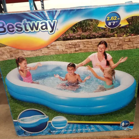 BOXED BESTWAY BIG LAGOON FAMILY POOL 262×157×46CM