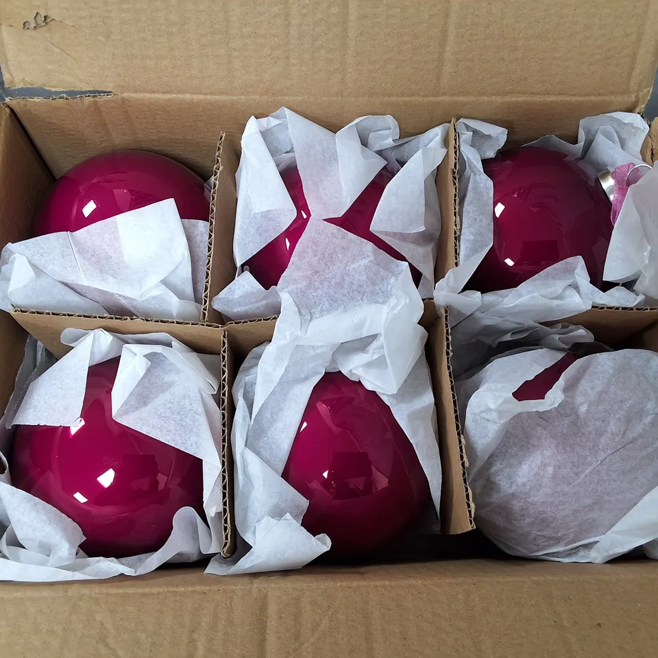 SET OF 6 GISELA GRAHAM LARGE PINK BAUBLES