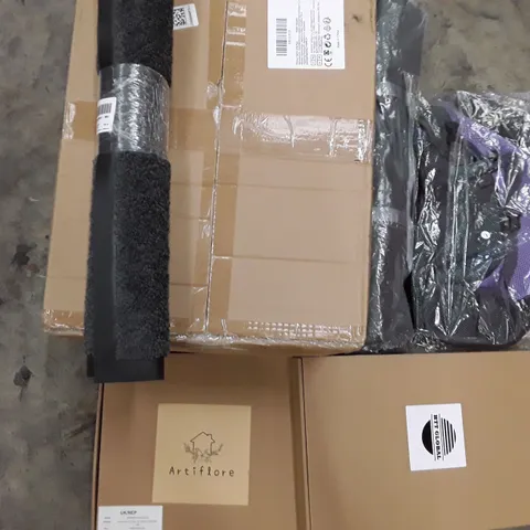 PALLET TO CONTAIN AN ASSORTMENT OF HOUSEHOLD ITEMS TO INCLUDE RUGS, BANDS, SLEEPING PADS AND DECROATIVE ITEMS ECT