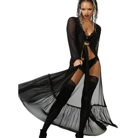 BRAND NEW KILLSTAR - WIDOW'S TEARS - BLACK WOMEN'S BATHROBE SIZE M