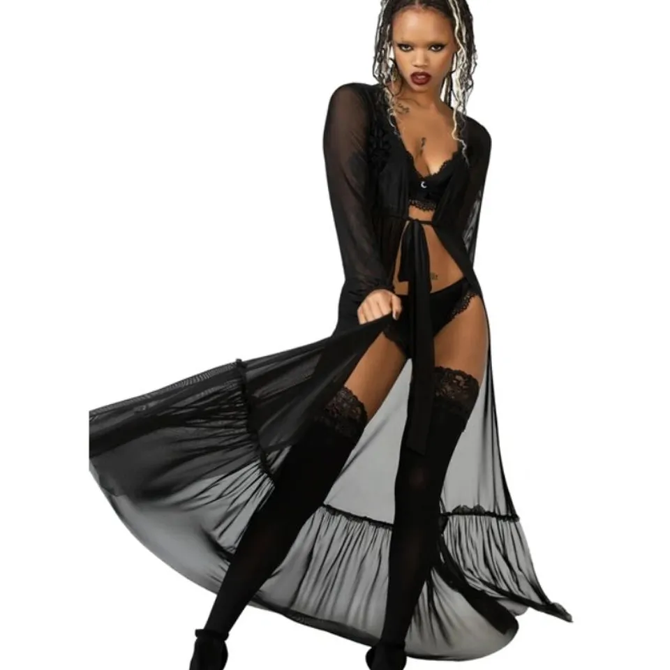 BRAND NEW KILLSTAR - WIDOW'S TEARS - BLACK WOMEN'S BATHROBE SIZE M