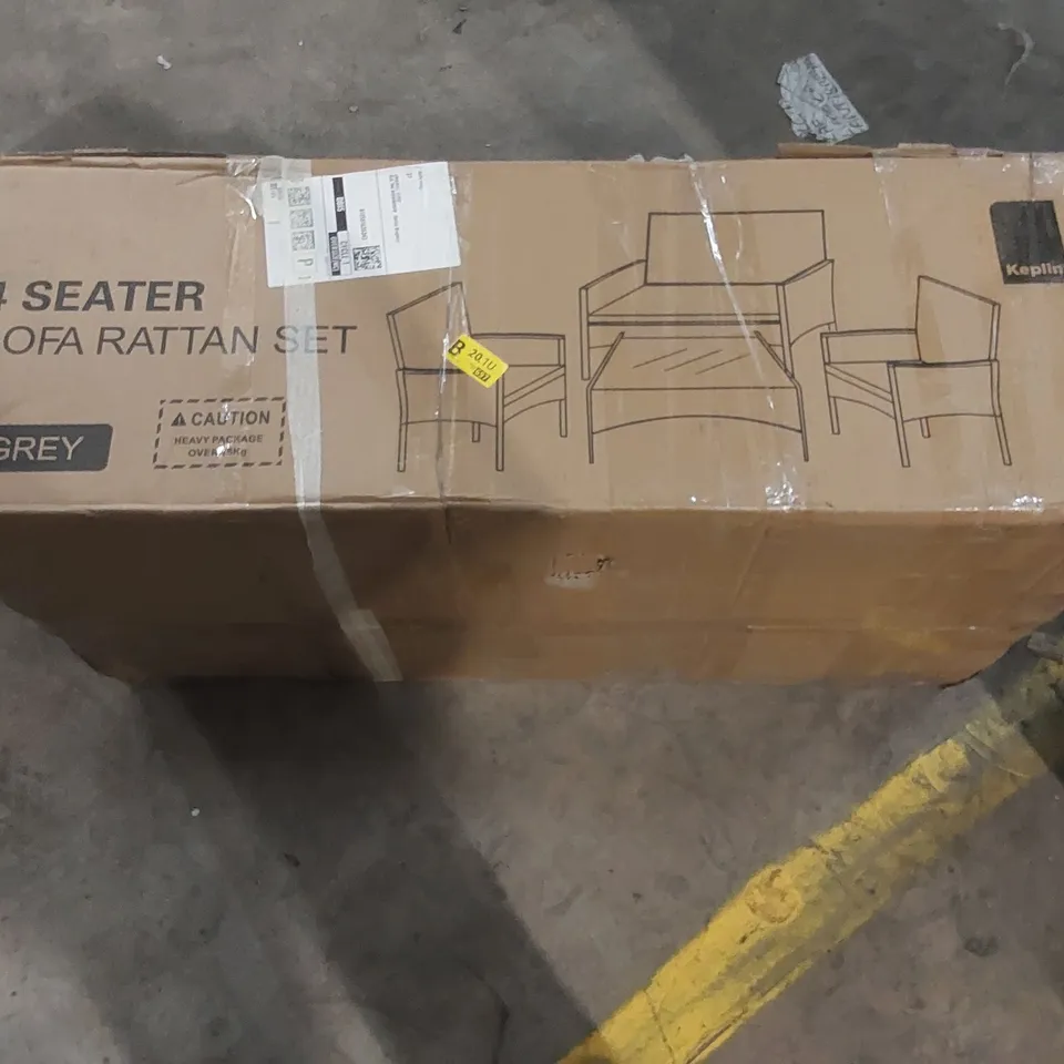 BOXED KEPLIN 4 SEATER SOFA RATTAN SET 