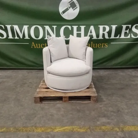 QUALITY DESIGNER SOLACE+CO FABRIC UPHOLSTERED 360Β° SWIVEL CHAIR