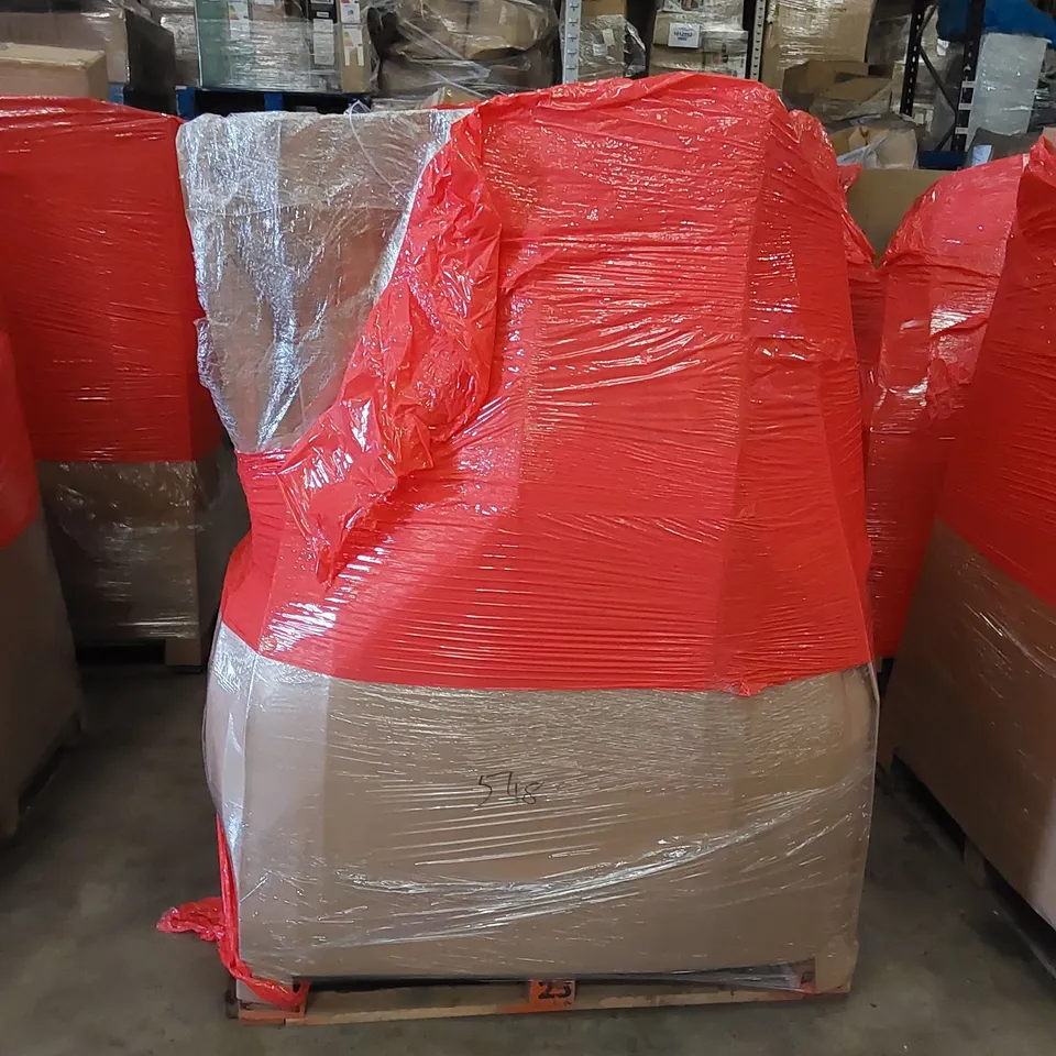 PALLET CONTAINING ASSORTED HOUSEHOLD PRODUCTS INCLUDING TURNTABLE, DRYWALL SANDER, STEPLADDER ETC 