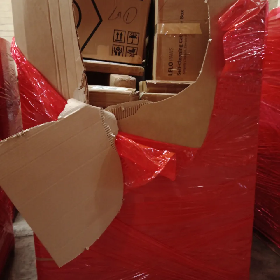 PALLET OF ASSORTED HOUSEHOLD GOODS AND PRODUCTS TO INCLUDE;SELF CLEANING CAT LITTER BOX,LAWN MOWER, PHOTO FRAME