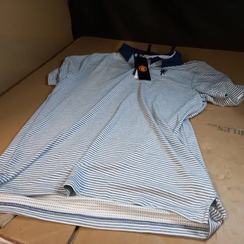 MANCHESTER UNITED BLUE/WHITE POLO TOP SIZE LARGE