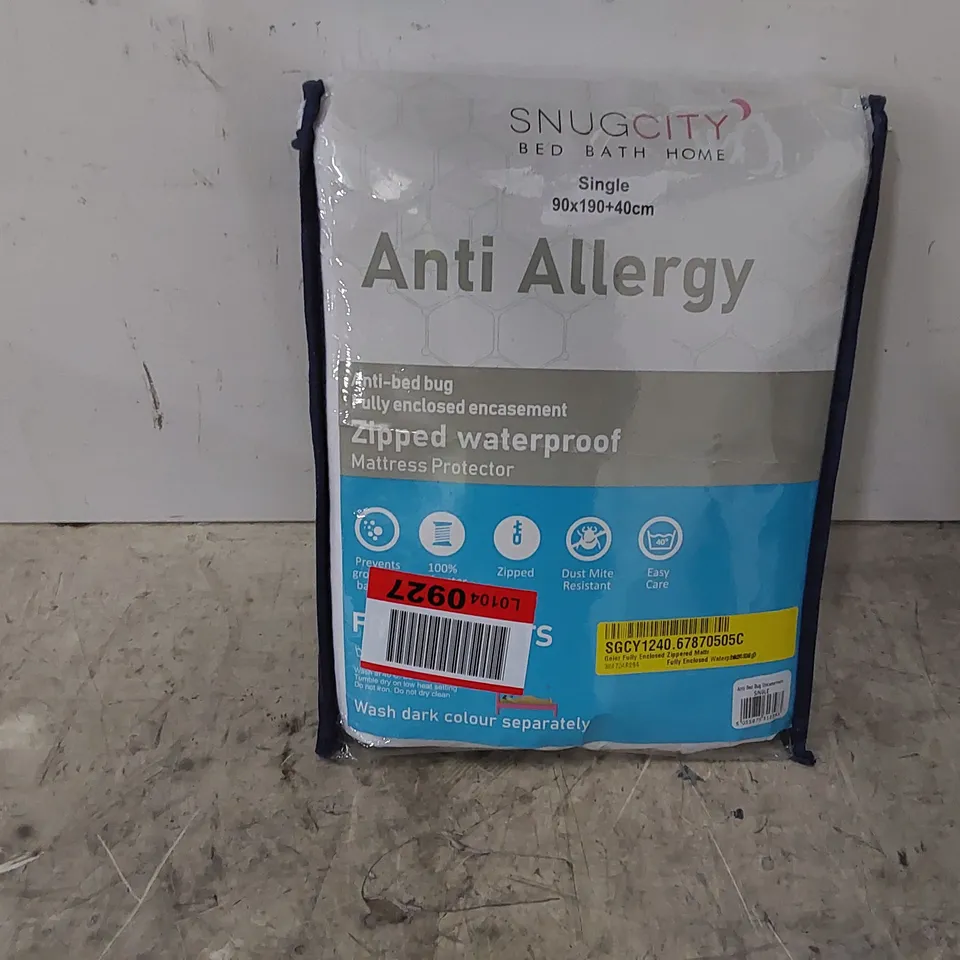 BAGGED ANTI ALLERGY WATERPROOF ZIPPED MATTRESS PROTECTOR // SIZE: SINGLE (1 ITEM)
