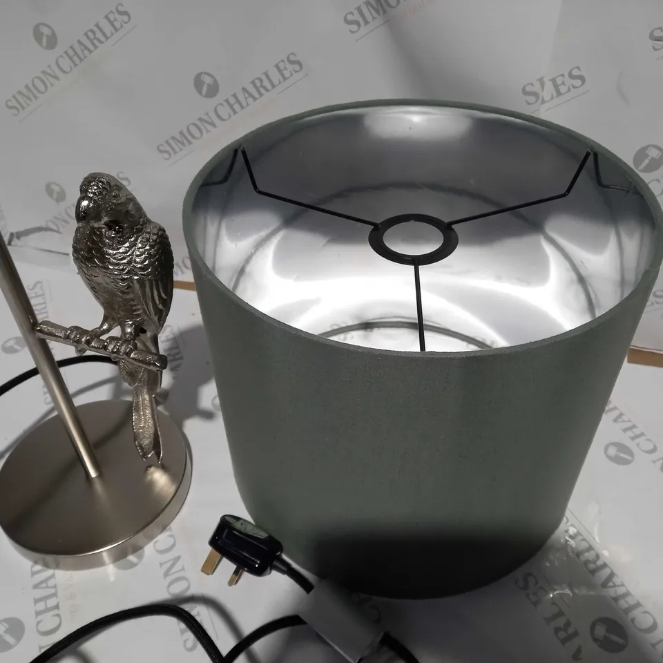 ALISON CORK SILVER SINGLE PARROT DETAIL TABLE LAMP