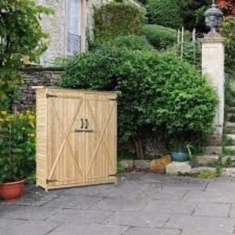 BOXED COSTWAY 2-DOOR WATERPROOF LOCKABLE OUTDOOR STORAGE SHED (2 BOXES)