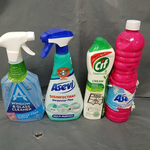 TOTE OF ASSORTED HOUSEHOLD ITEMS TO INCLUDE GLASS CLEANER, DISINFECTANT AND CIF