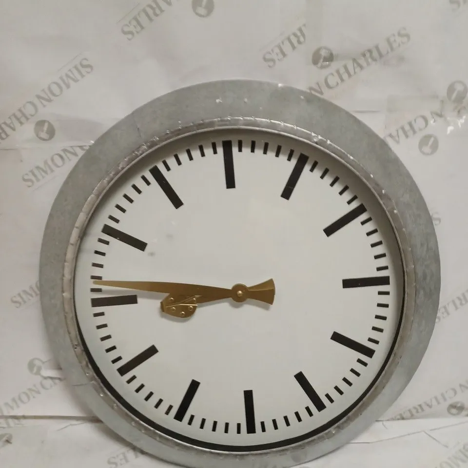 LARGE OUTDOOR GALVANISED STEEL CLOCK - WHITE FACE // COLLECTION ONLY 