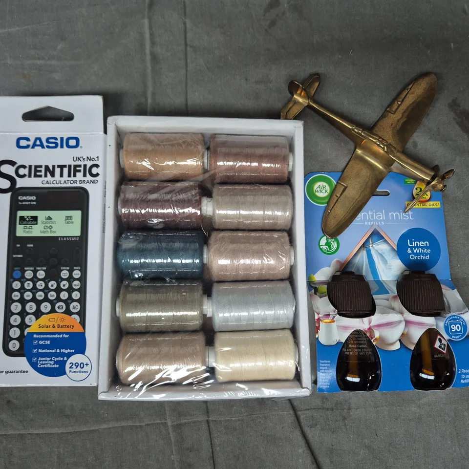 APPROXIMATELY 10 ASSORTED HOUSEHOLD ITEMS TO INCLUDE CASIO CALCULATOR, AIR WICK ESSENTIAL MIST, ETC