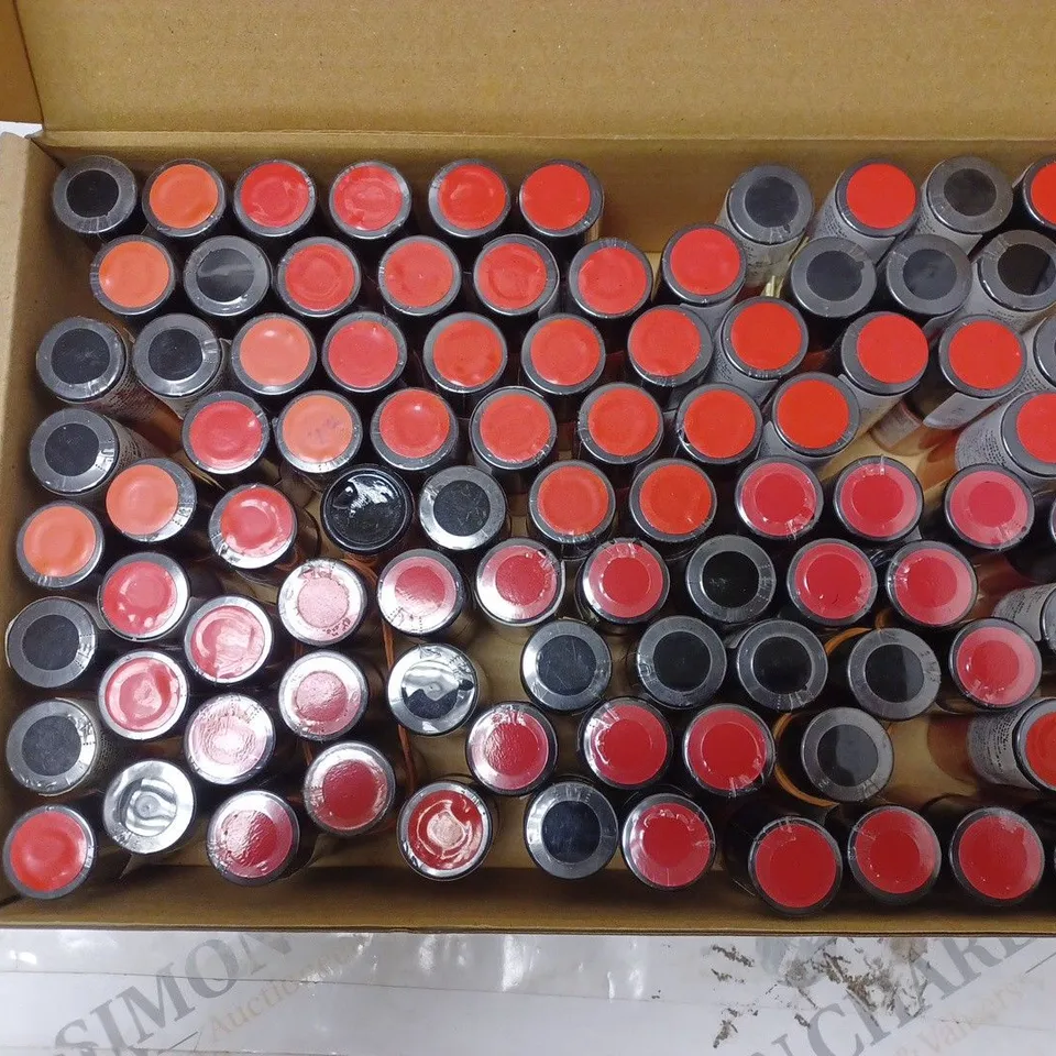 BOX OF APPROXIMATELY 75 X 8ML VIALS OF ALESSANDRO STRIPLAC NAIL POLISH IN RIBBON RED, BERRY RED