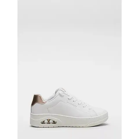 SKECHERS UNO COURT COURTED AIR LACE UP TRAINER- WHITE SIZE 5