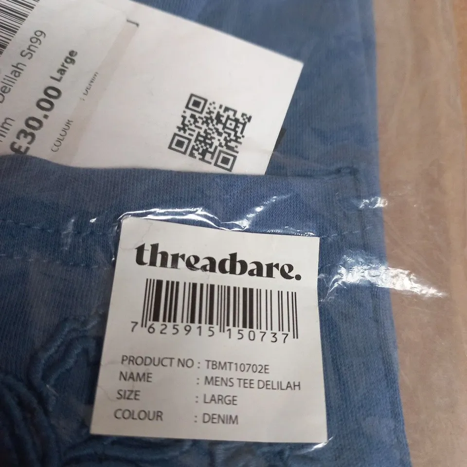 THREADBARE MENS TEE DELILAH DENIM - UK LARGE