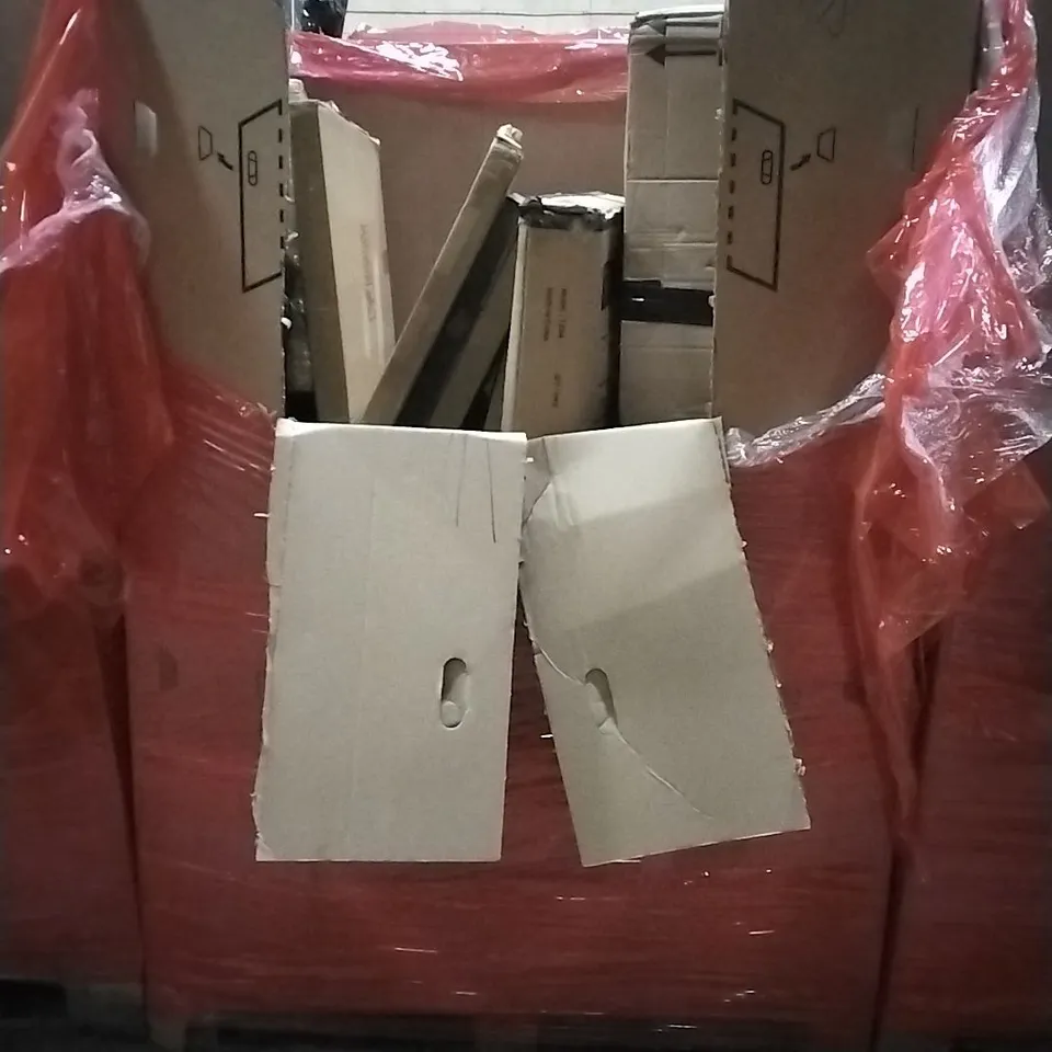 PALLET OF HOUSEHOLD ITEMS TO INCLUDE PICTURE FRAMES, BIKE,STEP LADDER,MIRROR AND OTHER ASSORTED ITEMS...