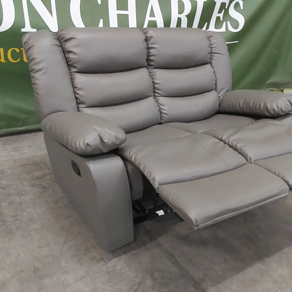 QUALITY DESIGNER CHINA 2-SEATER FAUX LEATHER MANUAL RECLINER SOFA - GREY