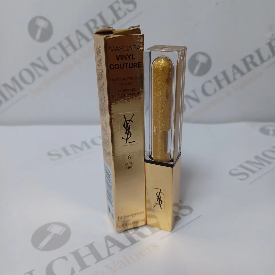 APPROXIMATELY 23 BOXED YVES SAINT LAURENT VINYL COUTURE MASCARA TOP COAT PALLET #8 I'M THE FIRE