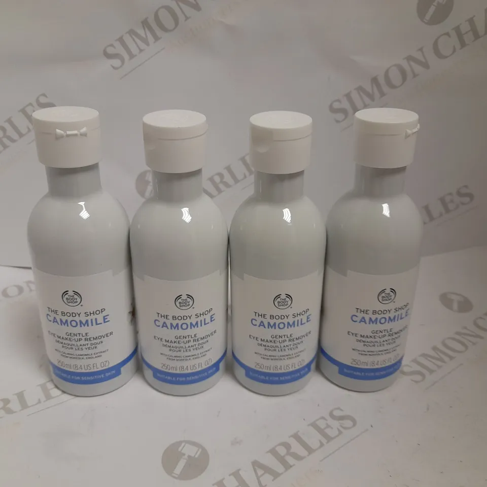 BOX OF 4 THE BODY SHOP CAMOMILE GENTLE EYE MAKE-UP REMOVER - 250ML