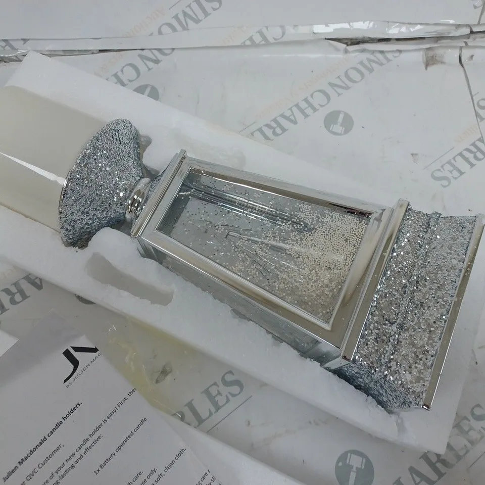 JULIEN MACDONALD FLAMELESS SWIRLING GLITTER CHRISTMAS TREE CANDLE HOLDER